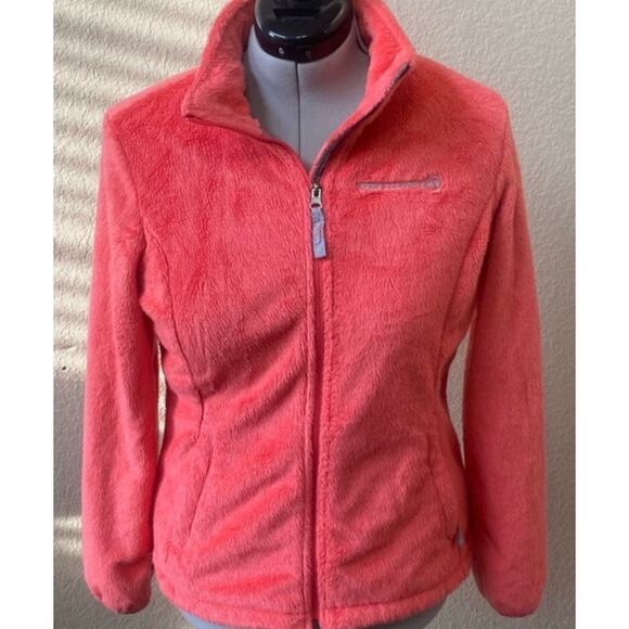 Free Country Fleece Zip Jacket S Picnic Coral Butter Pile Fuzzy Warm EUC - Picture 1 of 16